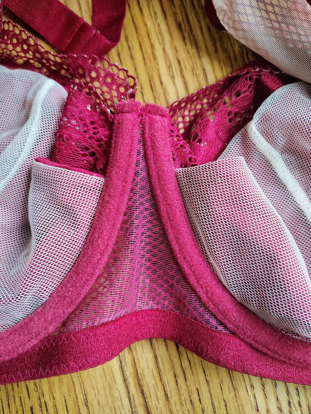 Adore Me Women's Lace Mesh Underwire Bra & Bikini Set Deep Wine sz 46DD. - Picture 10 of 16